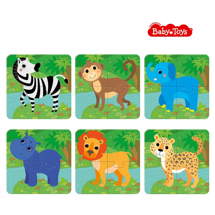 Пазл 24 элемента MAXI Baby Toys &quot;Собери свою зверюшку. Животные Африки&quot;, 6 картинок по 4 пазла (4690)