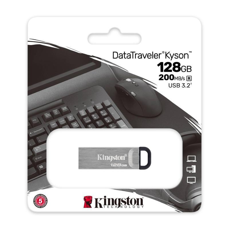 Флэш-диск USB 128Gb Kingston DataTraveler Kyson, USB 3.2, серебристая (DTKN/128GB)