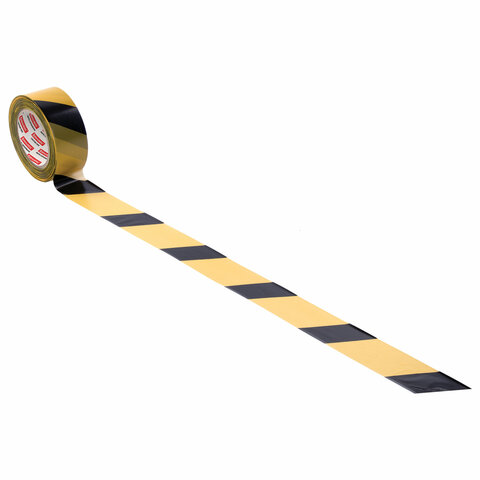 Лента для разметки Грандмастер, 50мм x 200м, черно-желтая, полиэтилен (604891), 36шт.