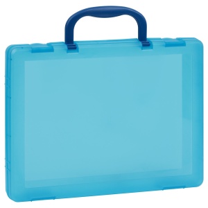 Папка-портфель Стамм (А4, 1 отделение, пластик, 275х375х57мм, ручка) тонированная голубая (КС17)