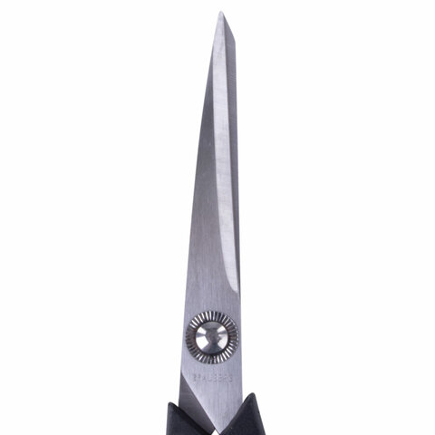 Ножницы Brauberg Soft Grip 190мм, асимметричные ручки, остроконечные, серо-зеленые (230762), 12шт.