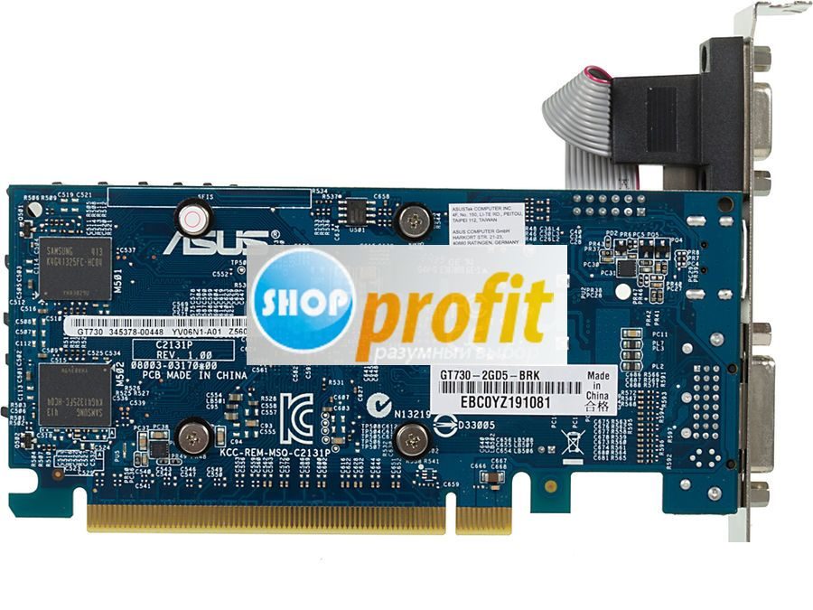 Видеокарта PCI-E 2.0 Asus GeForce GT 730, GT730-2GD5-BRK, 2Гб, GDDR5, Low Profile, retail (GT730-2GD5-BRK)