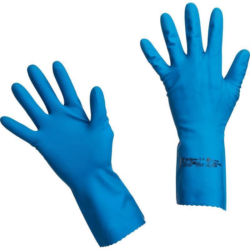 Перчатки латексные Vileda MultiPurpose, синие, размер 8 (М), 1 пара (100753)