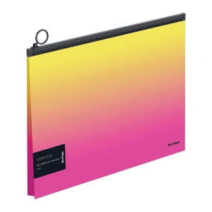 Папка-конверт на молнии Berlingo Radiance (А4, 180мкм, пластик, расширение) желтый/розовый градиент, 10шт. (ZBx_A4001)