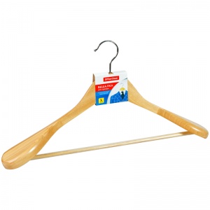 Вешалка-плечики деревянная OfficeClean, размер 45см, анатомическая, цвет сосна, 1шт. (301975)