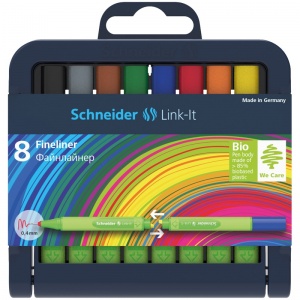 Набор капиллярных ручек Schneider Link-It (0.4мм, трехгранные, 8 цветов) 8шт., 10 уп. (191298)