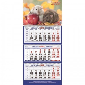 Календарь настенный квартальный на 2020 год 3 блока Атберг "Символ года" (310x685мм) (КБ-4)