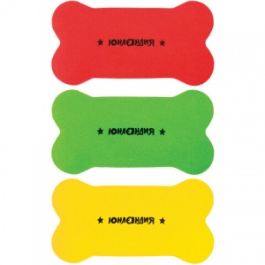 Губка-стиратель для маркерных досок Юнландия "Косточка" (55х110мм) цветная, 3шт., 5 уп. (237503)
