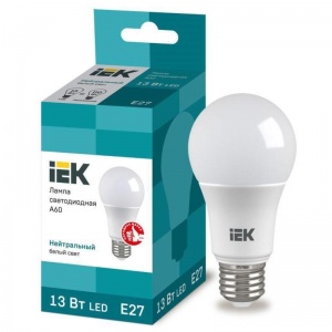 Лампа светодиодная IEK (13Вт, Е27, грушевидная) нейтральный белый, 1шт.