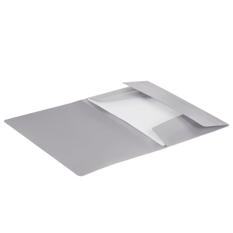 Папка на резинках пластиковая Brauberg Office (А4, до 300 листов) серый (228079), 50шт.