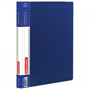 Папка с металлическим скоросшивателем и внутренним карманом Brauberg Contract (А4, 0.7мм, до 100л., пластик) синяя (221782)
