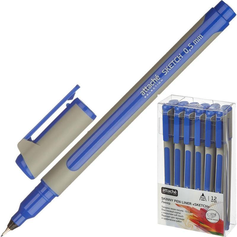 Ручка капиллярная Attache Selection Sketch (0.5мм, трехгранная) синяя, 12шт.