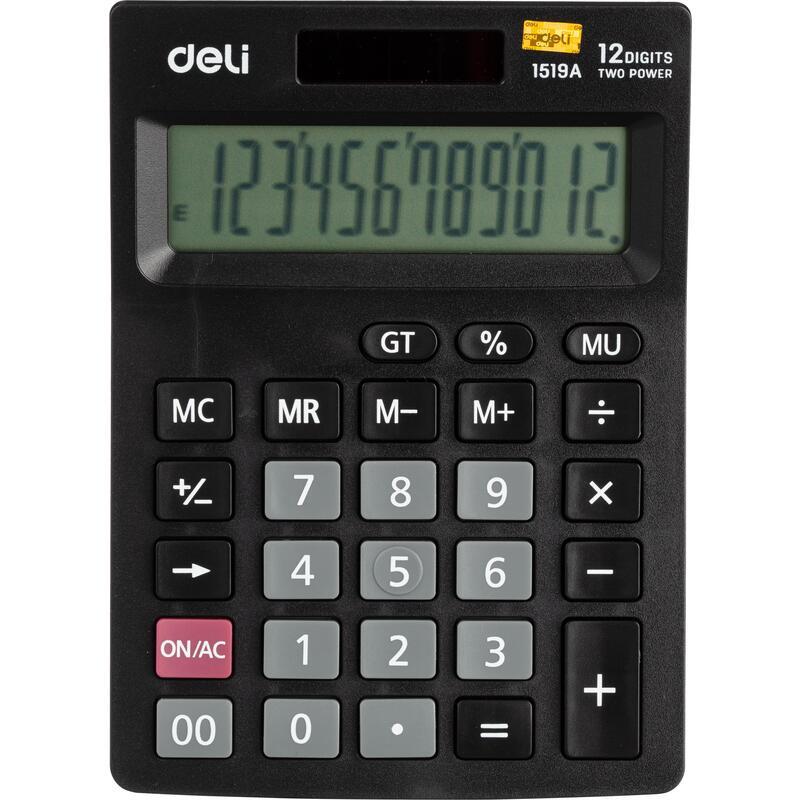 Калькулятор настольный Deli E1519A (12-разрядный) черный