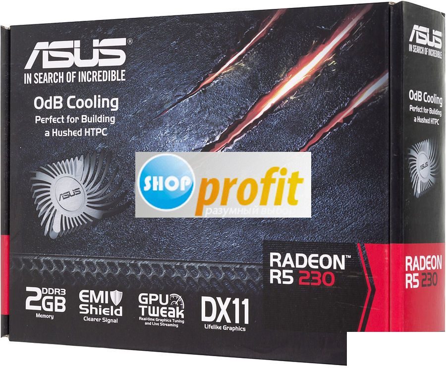 Видеокарта PCI-E 2.1 Asus Radeon R5 230, R5230-SL-2GD3-L, 2Гб, DDR3, Low Profile, retail (R5230-SL-2GD3-L)