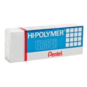 Ластик Pentel Hi-polymer eraser (прямоугольный, 35х16х11.5мм, белый, картонный держатель) 1шт. (ZEH-03)