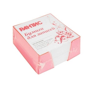 Диспенсер настольный для бумажного блока Рантис, 90x90x45мм, розовый + белый блок (РПБ08)