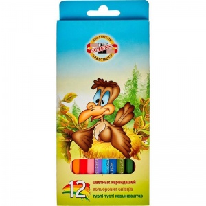 Карандаши цветные 12 цветов Koh-I-Noor "Птицы" (L=175мм, D=6.9мм, d=2.8мм, 6гр) картонная упаковка (3552)