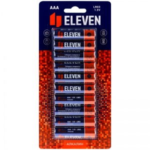 Батарейка Eleven AAA/LR03 (1.5 В) алкалиновая (блистер, 10шт.) (324425)