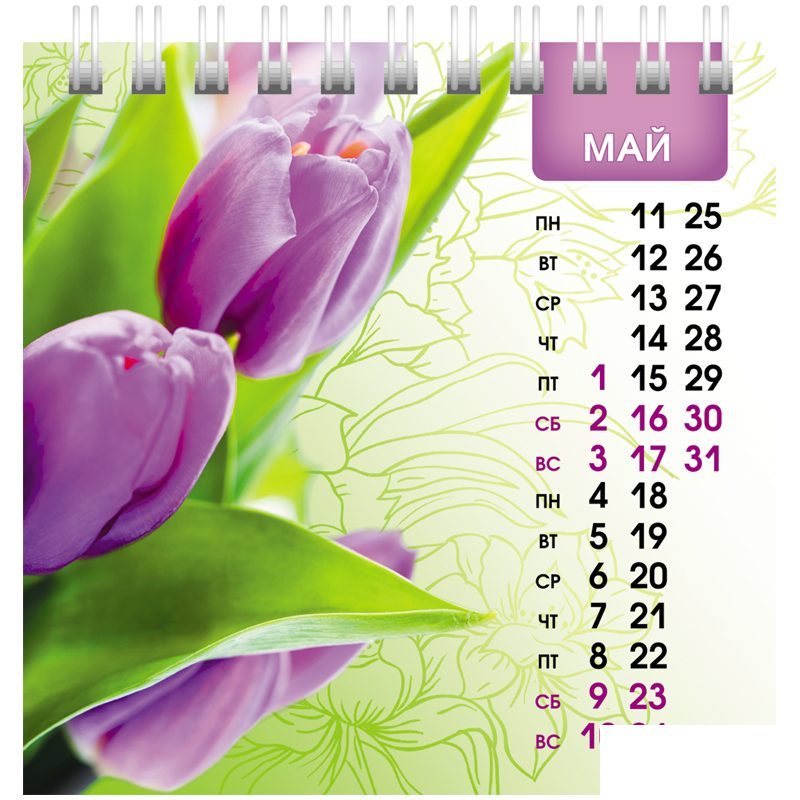 Календарь-домик на 2020 год Hatber &quot;Квадрат&quot;-Flora, на гребне (101х101мм) (12КД6гр_19475)