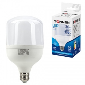 Лампа светодиодная Sonnen (30Вт, Е27, цилиндр) нейтральный белый, 3шт. (LED Т100-30W-4000-E27)