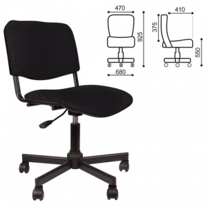 Кресло офисное КР09, ткань черная, пластик черный, без подлокотников (КР01.00.09-101-)