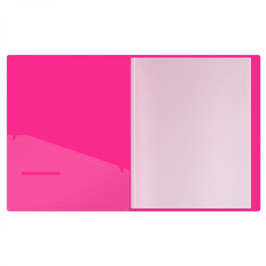 Папка файловая 40 вкладышей Berlingo Neon (А4, пластик, 24мм, 1000мкм) розовый неон (DB4_40391)