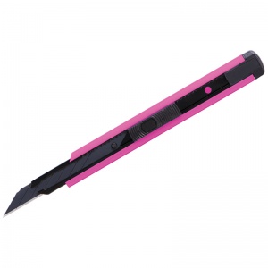 Нож канцелярский 9мм Berlingo ColorZone, черное лезвие, auto-lock, металл. направл., розовый, европодвес, 20шт. (BM4120_a)