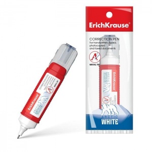 Корректирующая ручка Erich Krause Arctic White, 12мл, металлический наконечник, 12шт.