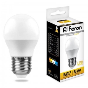 Лампа светодиодная Feron (5Вт, Е27, грушевидная) теплый белый, 1шт.
