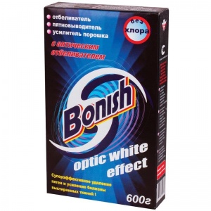Отбеливатель-порошок Bonish Optic White Effect, 600г, 20 уп.