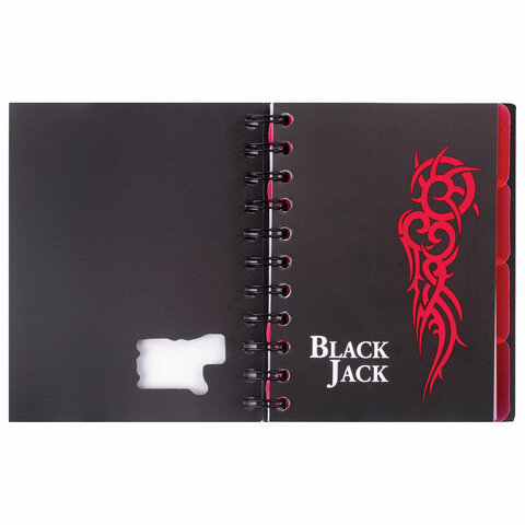 Блокнот 150л, А6 Brauberg &quot;Black Jack&quot;, клетка, спираль сбоку, пластиковая обложка (125388)