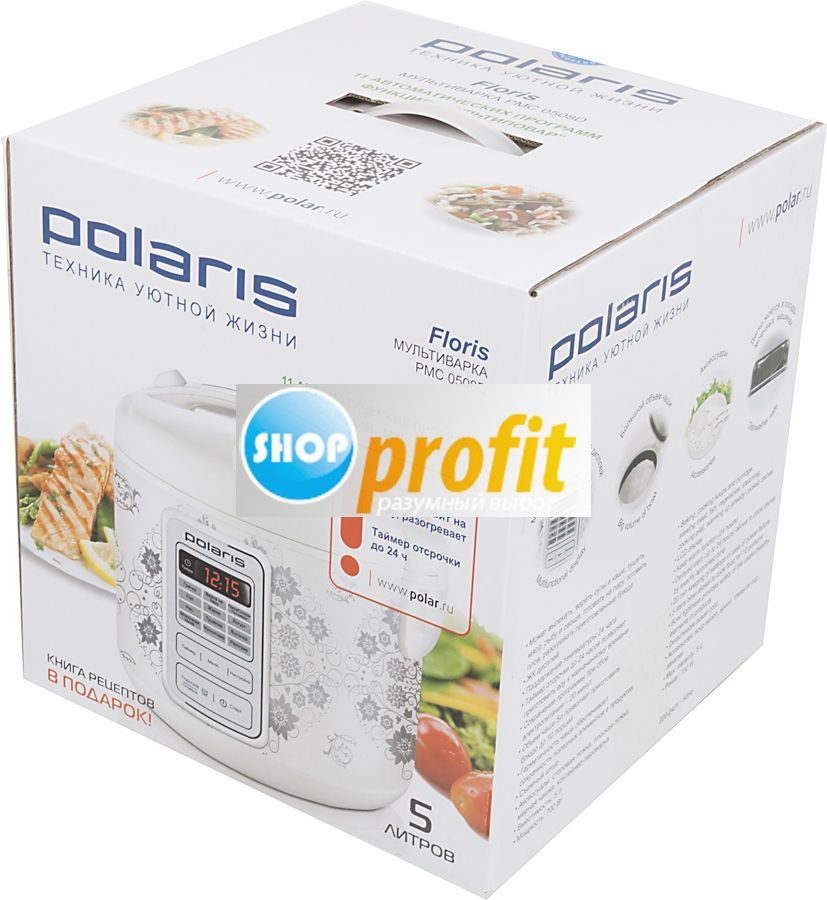 Мультиварка Polaris PMC 0508D floris, 700Вт, белый (PMC 0508D FLORIS)