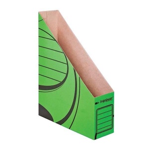Лоток для бумаг вертикальный inФОРМАТ, 75мм, А4, микрогофрокартон, зеленый