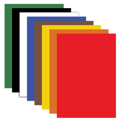 Картон цветной немелованный Пифагор (8 листов, 8 цветов, 200х283мм) (127050)