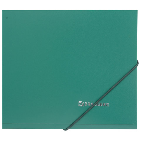 Папка на резинках пластиковая Brauberg стандарт (А4, 500мкм, до 300 листов) зеленый (221621)