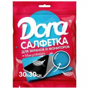 Салфетка хозяйственная Dora (30х30см) микрофибра, синяя, 1шт.