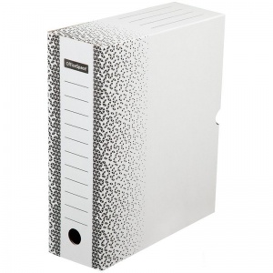 Короб архивный OfficeSpace "Standard" (А4, 100мм, до 900л, микрогофрокартон, клапан) белый (264799)