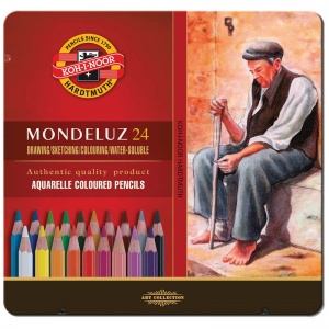 Карандаши акварельные 24 цвета Koh-I-Noor Mondeluz Old Man (L=175мм, D=7мм, d=3.8мм, 6гр) метал. коробка (3724024001PL)