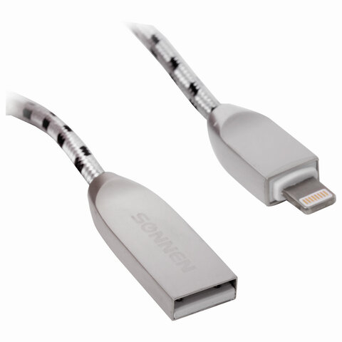 Кабель USB2.0 Sonnen Premium, USB - Lightning, 1м, черный, 2шт. (513126)