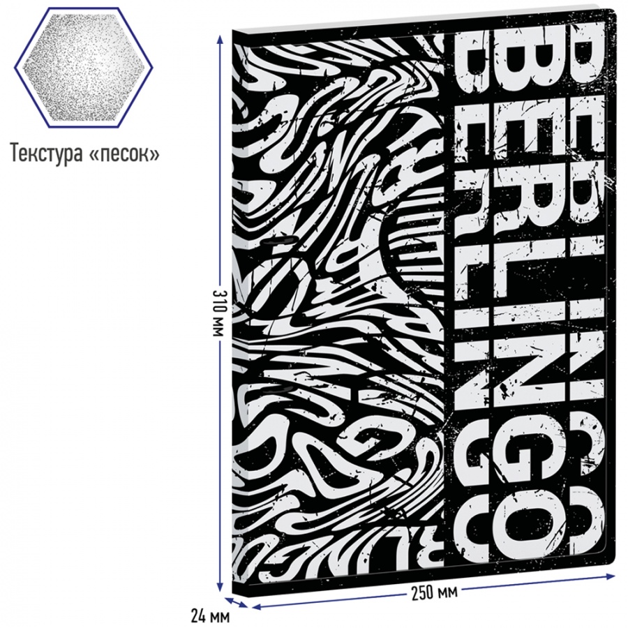 Папка на 2-х кольцах Berlingo Monochrome (А4, корешок 24мм, 600мкм) с рисунком (RB4_2DS01), 24шт.