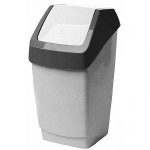 Контейнер для мусора 15л Idea "Хапс", пластик "белый мрамор", крышка-вертушка, 260x460x250мм (М 2471)