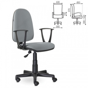 Кресло офисное Brabix "Prestige Start MG-312", ткань серая, пластик, эргономичная спинка (531923)