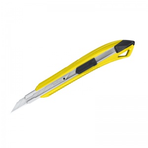 Нож канцелярский 9мм Berlingo Razzor 200, auto-lock, металл. направл., желтый, европодвес, 10шт. (BM4127_b)