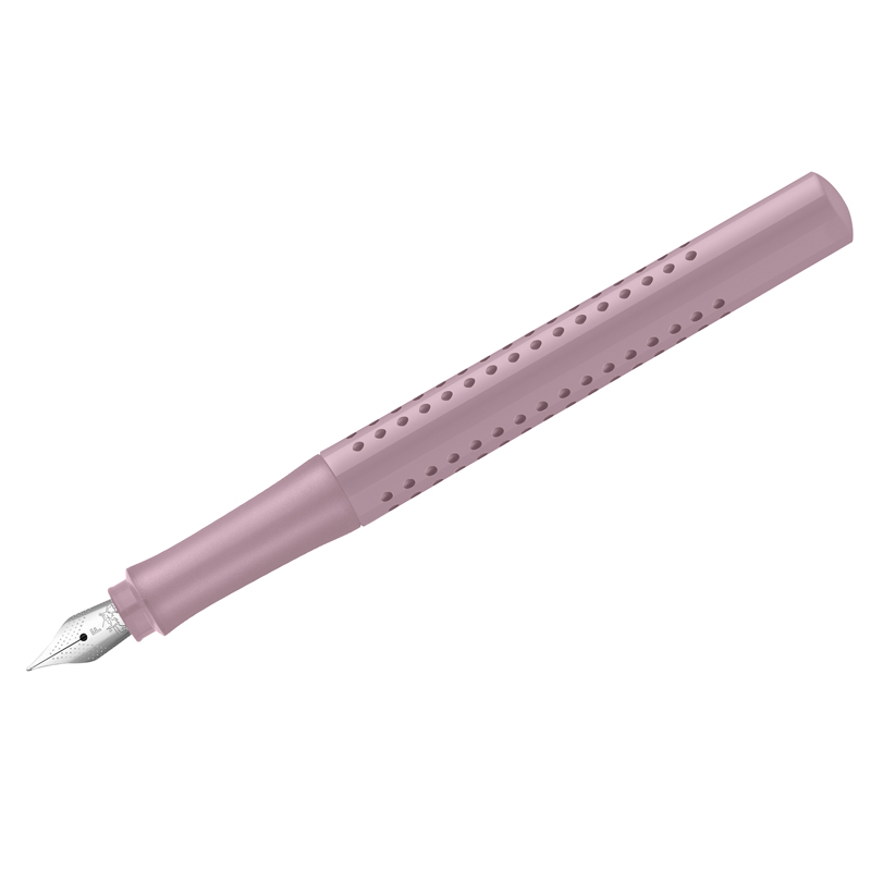Ручка перьевая Faber-Castell Grip 2010, синяя, F=0,6мм, трехгранная, дымчато-розовый корпус (140826)