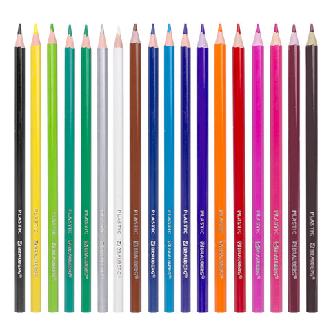 Карандаши цветные 18 цветов Brauberg Premium (L=176мм, 6гр, грифель мягкий 3мм, пластик) 8 уп. (181667)