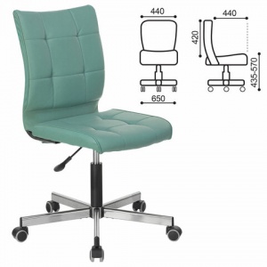 Кресло офисное Brabix "Stream MG-314", экокожа серо-голубая, металл серебристый, без подлокотников