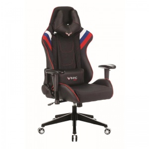 Кресло игровое Бюрократ Viking-4 Aero, ткань/кожзам черный/триколор, пластик