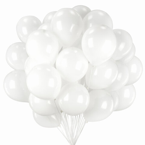 Воздушные шары Золотая Сказка, 10&quot; (25см), белые, пакет, 50шт. (105000)