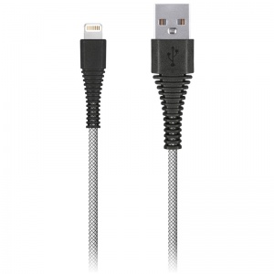 Кабель USB2.0 SmartBuy Сarbon, USB2.0 (A) - Lightning (M), прочный, 2A output, 1м, белый (iK-510n-2 white)