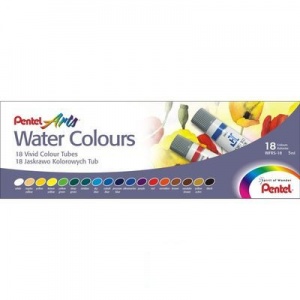 Краски акварельные 18 цветов Pentel Water Colours, кювета 5мл, без кисти (WFRS-18)
